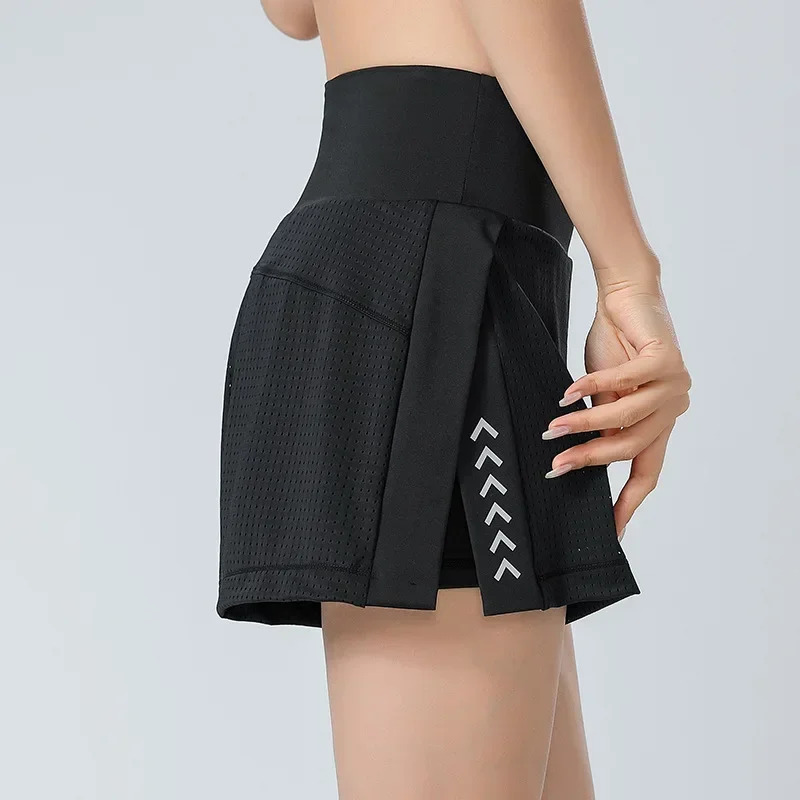 Women Gym Shorts Side Pocket Running Sport Shorts Breathable Quick Dry Mesh Yoga Workout Fitness Short Pants Sportwear