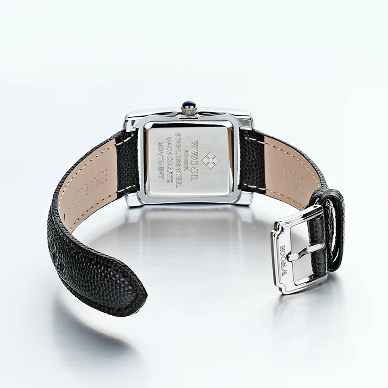 WWOOR Leather Strap Women's Watch Luxury Brand Diamonds Elegant Watch For Women Quartz Wristwatch Female Clock Relogio Feminino