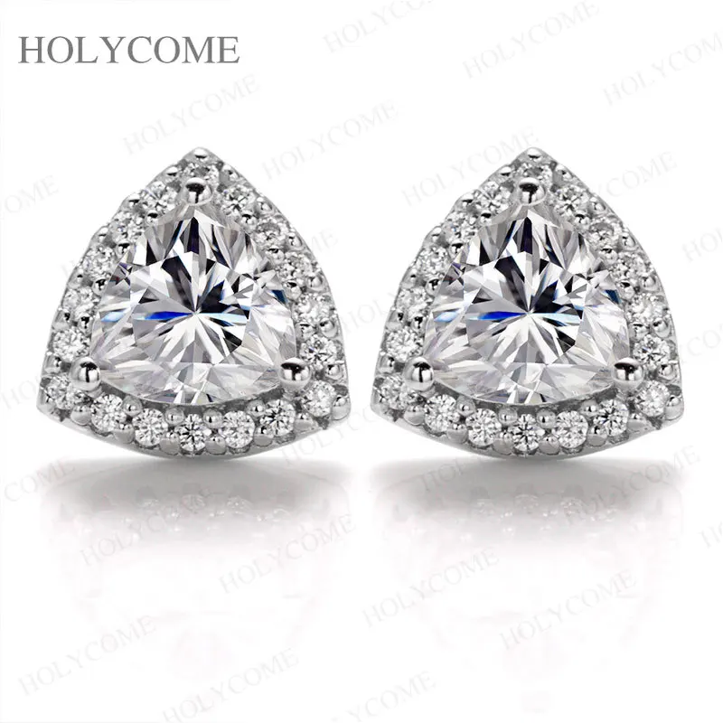 Moissanit Diamant Halskette Ohrring Set Fat Triangle D Farbe GRA zertifiziert 100 % S925 Sterling Silber Frauen Hochzeit Braut Geschenk – Detail 1