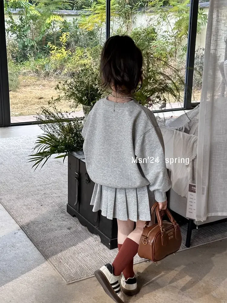 Two-piece spring and autumn hoodie set for girls Letter print hoodie + hoodie pleated skirt girl clothes kids clothes Sec3c1b1102424a868ec73ecc8b710d97j
