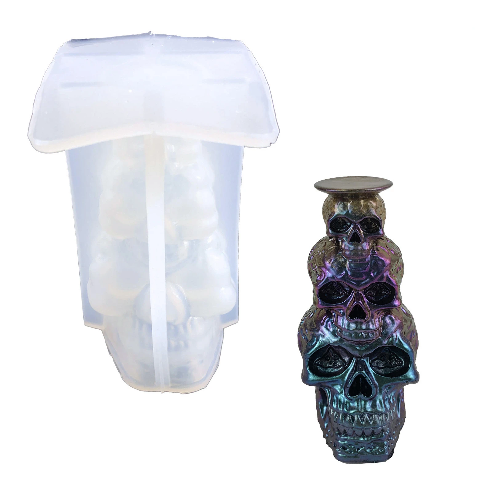 

Skull Ornament Silicone Mold Resin Crafts Halloween Ornaments 3D Skull Resin Molds