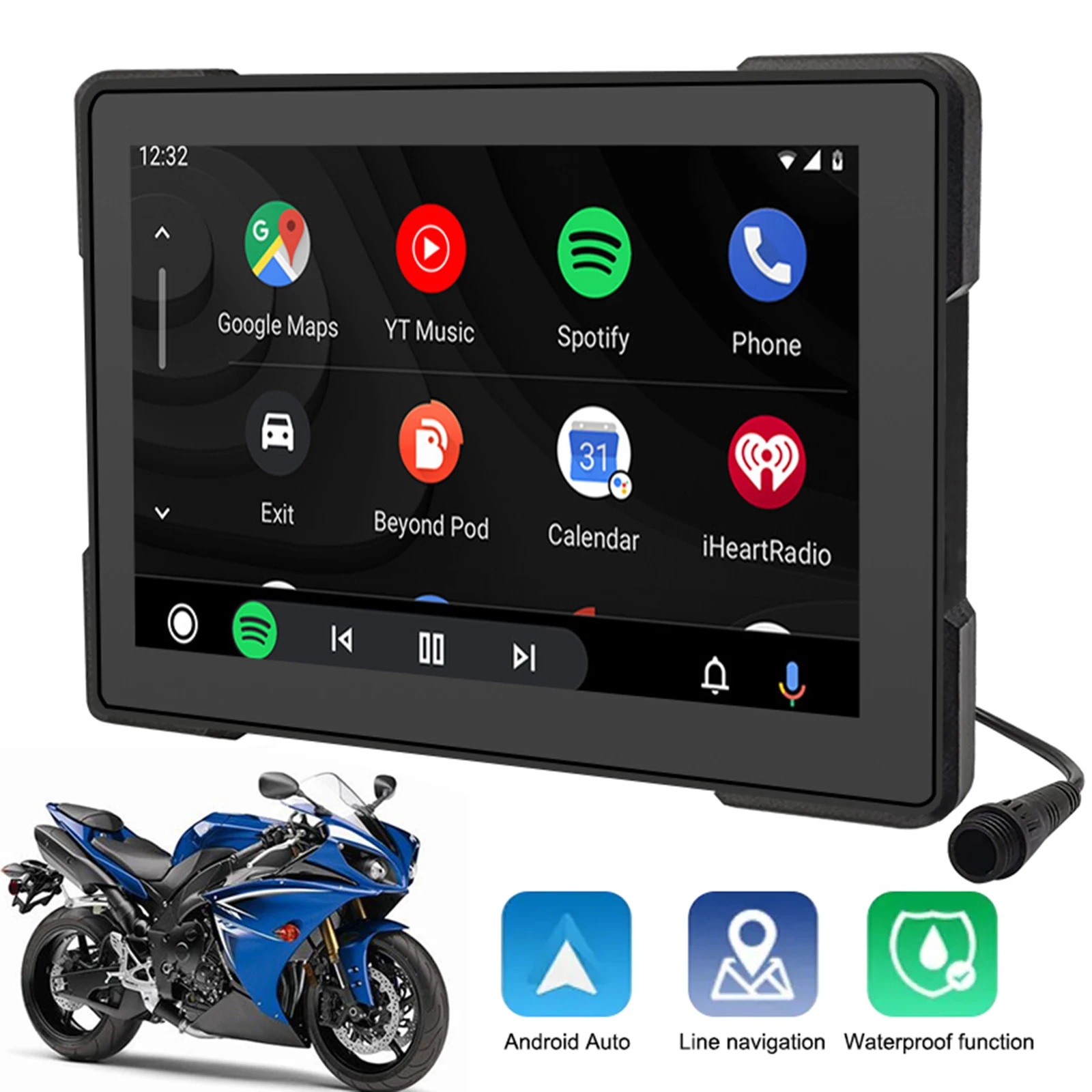 5 Pollici Moto Carplay Navigatore Moto Portatile Impermeabile Compatibile Casco Bluetooth E Supporto Per Cuffie Carplay Android Auto