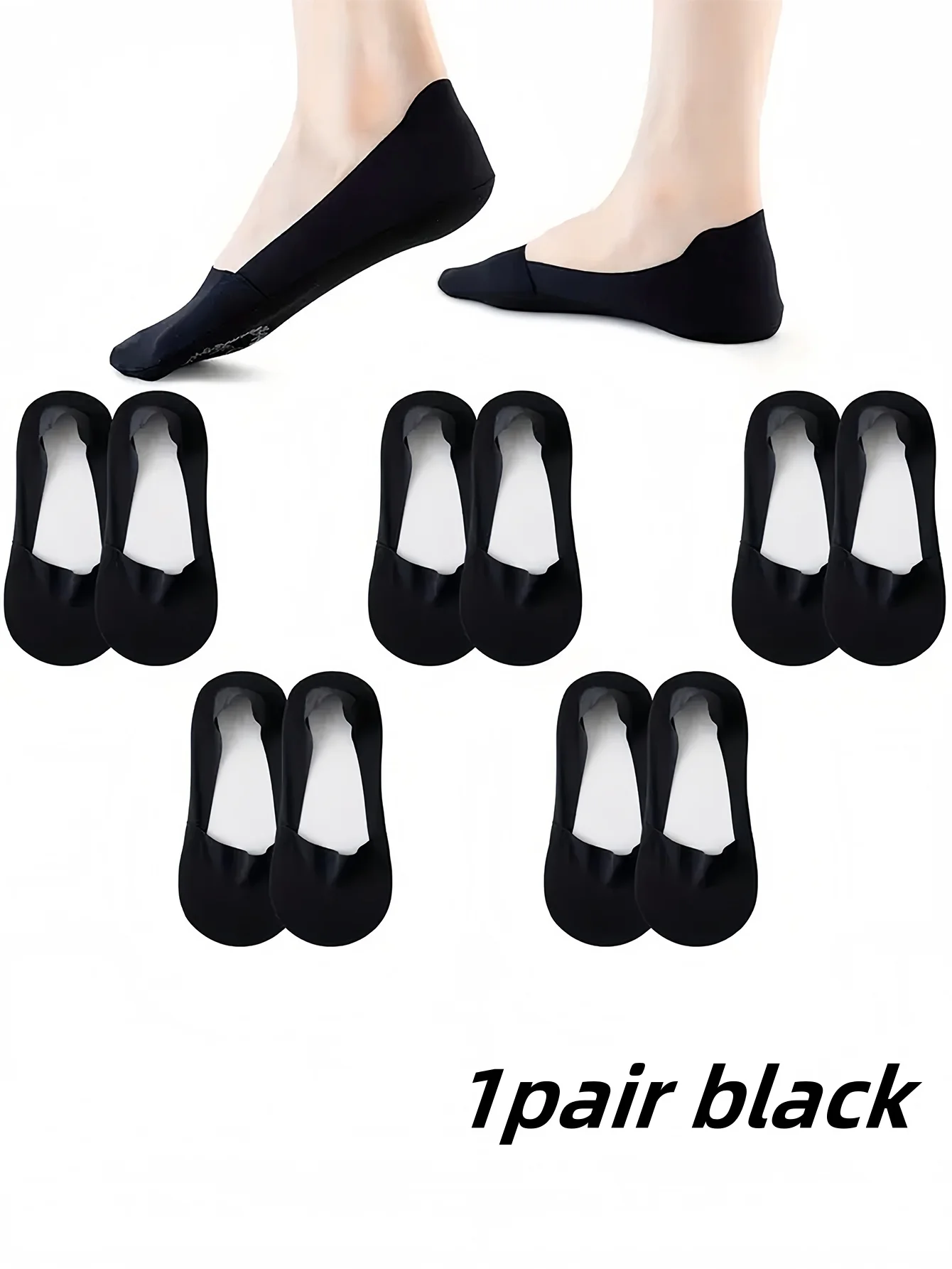 6Pairs Women's Socks, Breathable, Invisible, Silicone, Non-Slip, Solid Color, Comfortable, High-Quality, Flawless, Ultra-Thin - 5