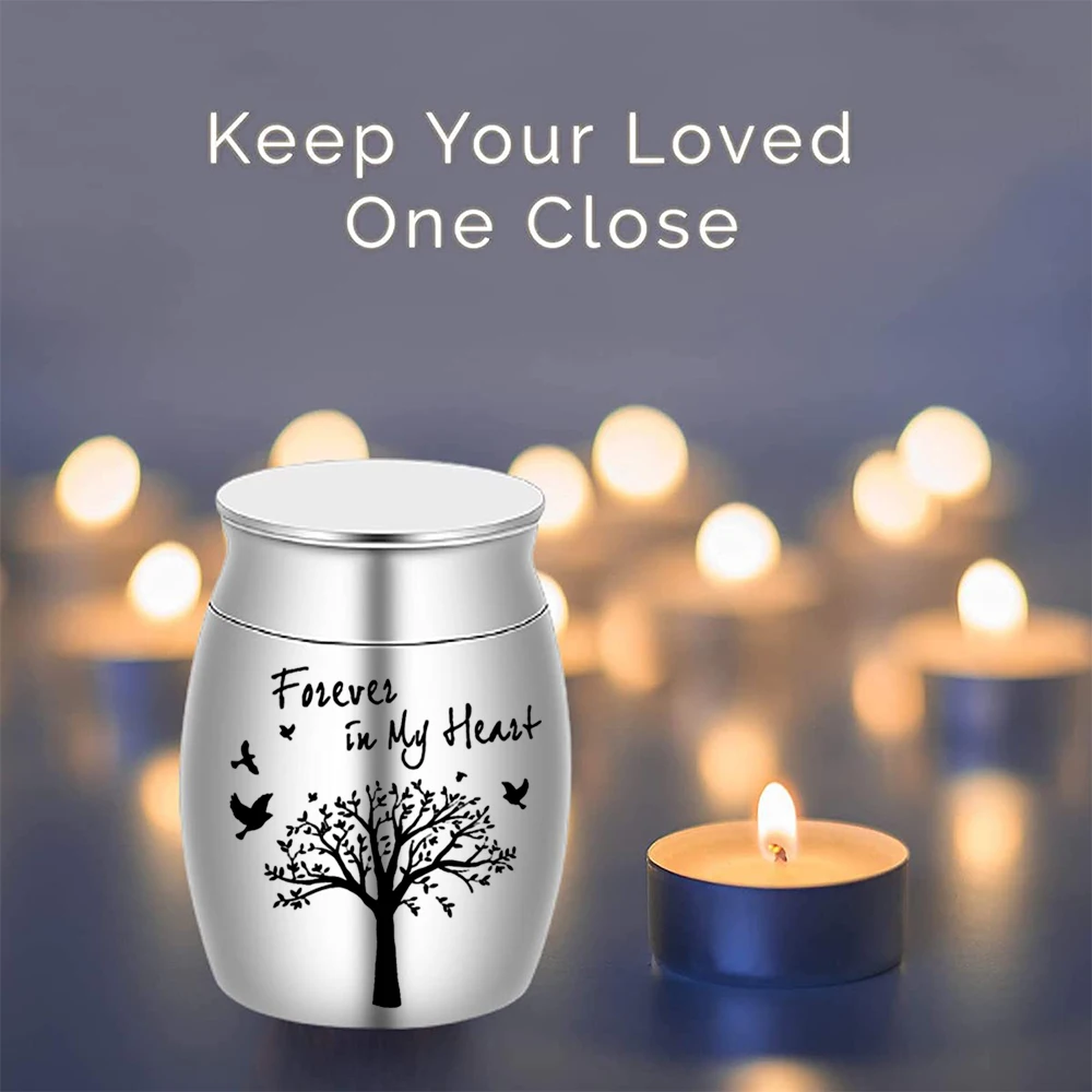 Small Urn for Ashes 1.57 Inches Small Keepsake Urn for Human Ashes Tree of Life Mini Aluminium alloy Holder