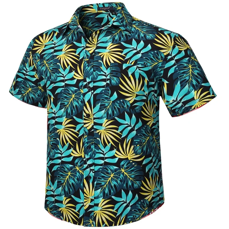 thumbnail image 1 of Camisas hawaianas para hombre, camisa informal de manga corta con estampado floral y botones, estilo tropical, para vacaciones de verano, playa, Aloha, 1 of 4