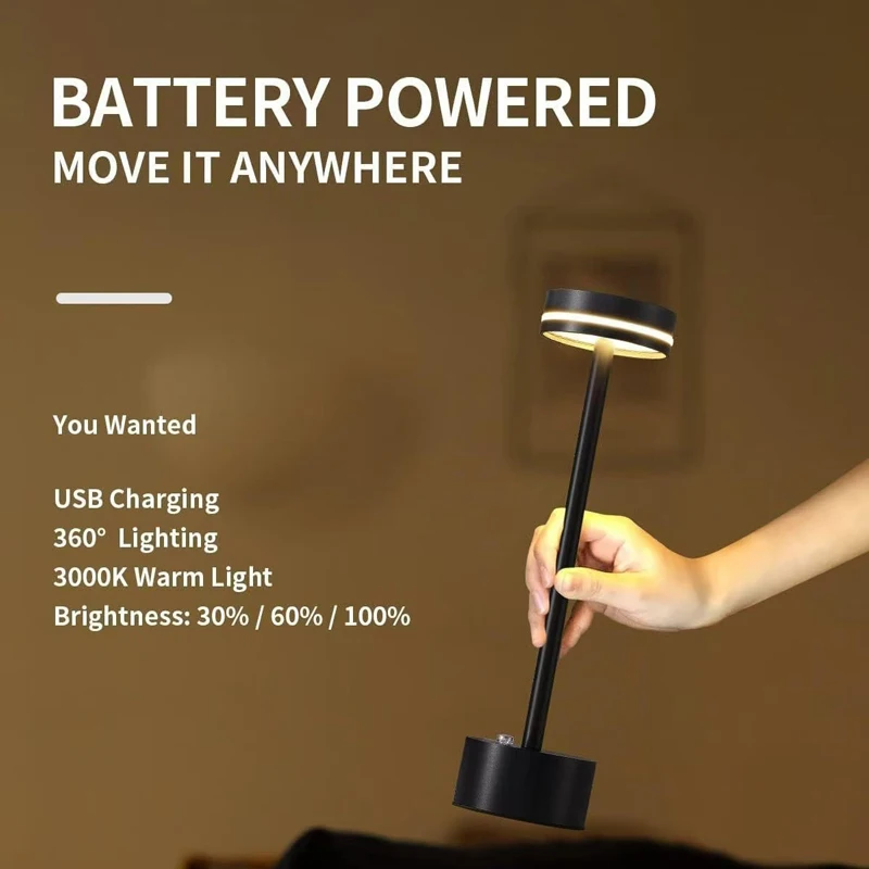 American I-Shaped Desk Lamp Bedside Bar Bedroom USB Charging Decorative Desk Lamp Touch Atmosphere Portable Night Light