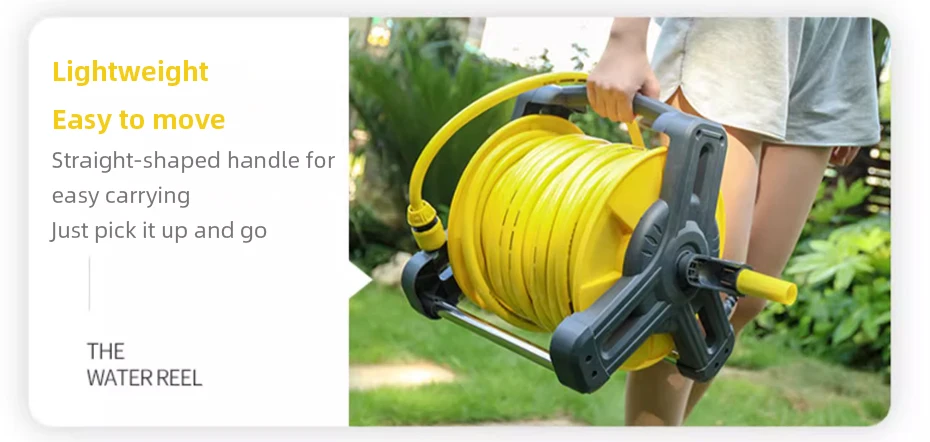 Portable Garden Hose Reel Wall-Mounted Water Hose Rack with 10M/15M Hose Retract