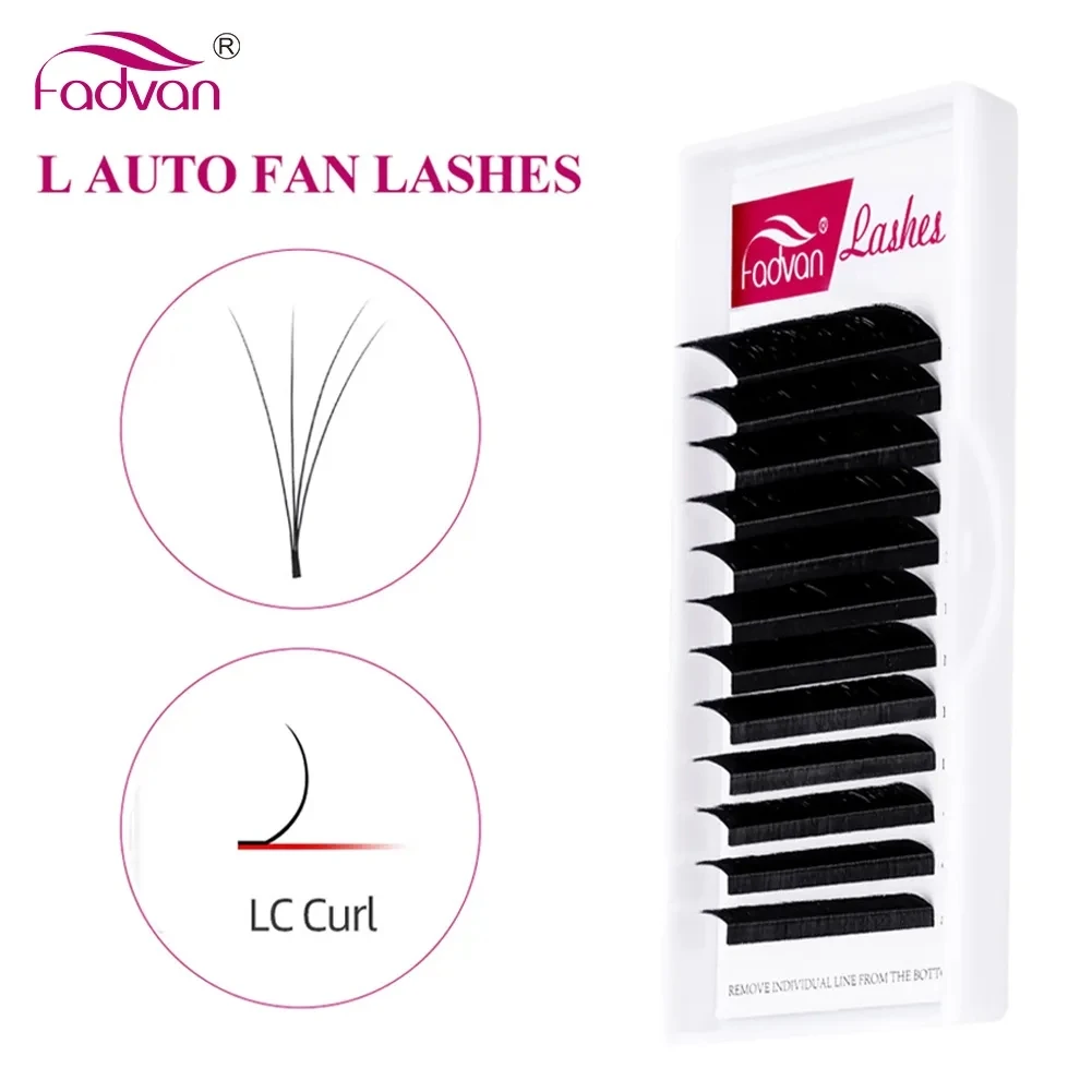 FADVAN Easy Fanning Eyelash Extensions L Curl 8-14 mix Blooming Eyelashes Flare Eyelash Russian Volume Auto Fan Silk Lashes