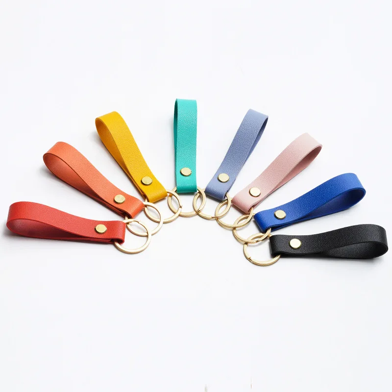 20PCS 8 Colors PU Leather Keychain Business Gifts Leather Key Chain Men Women Car Key Strap Waist Wallet Keychains Keyrings