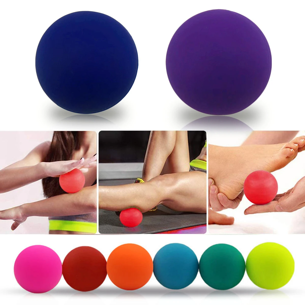 

1/2PCS Silicone Fascia Massage Ball 63MM Fitness Trainer Feet Muscle Relax Ball For Yoga Pilates Stress Pain Relief Exerciser