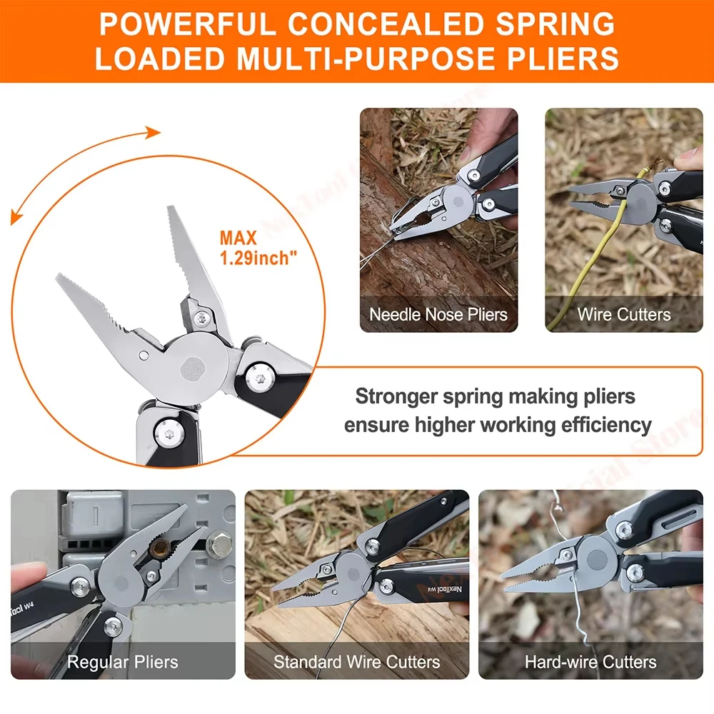NexTool W4 조절식 렌치 11-in-1 멀티툴 렌치 접이식 펜치 나이프 수공구 스크루드라이버 목공용 톱 목공 도구