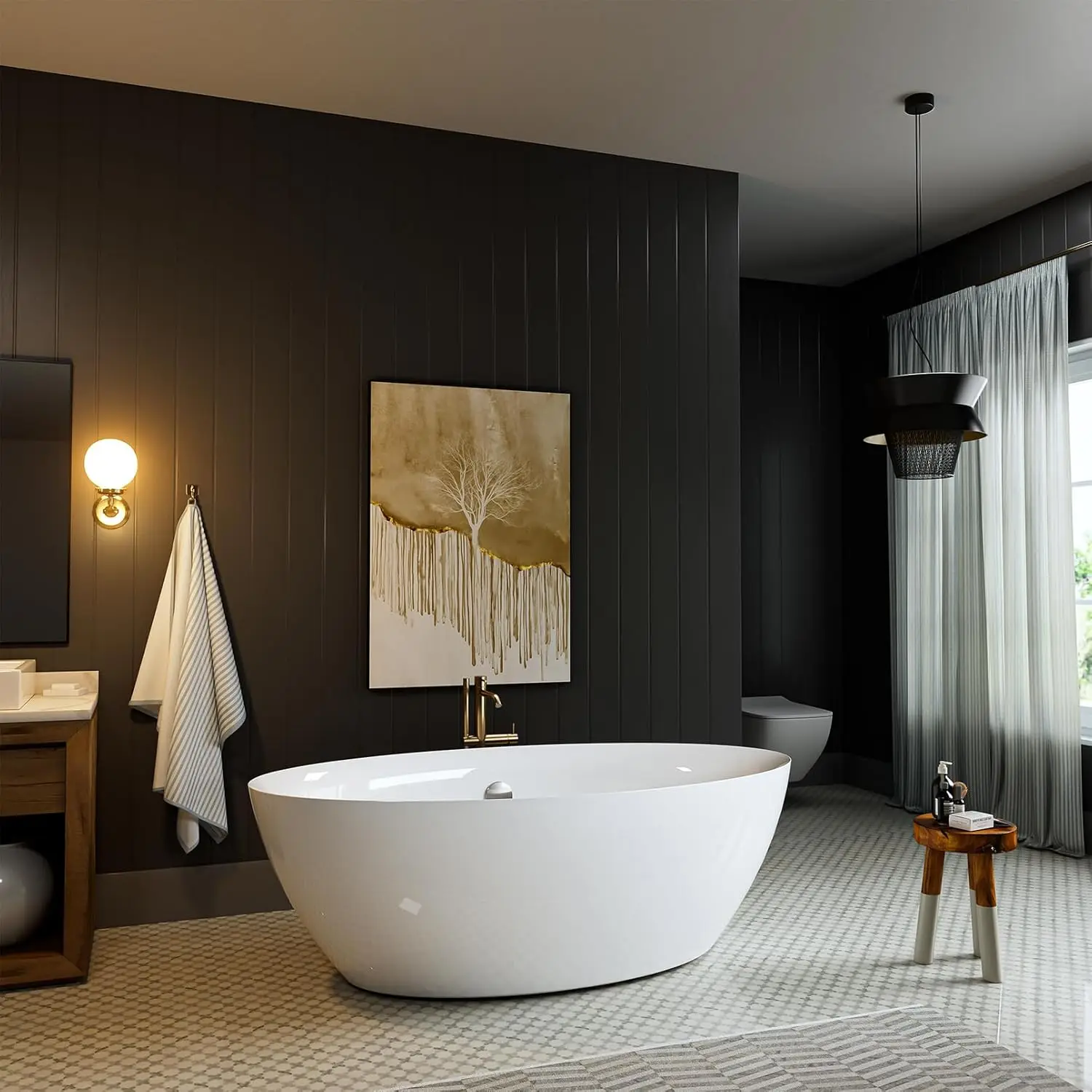 71 Inch Freestanding Tub Acrylic Contemporary Soaking Tub with Overflow and Drain White Easy Clean Easy Maintenance