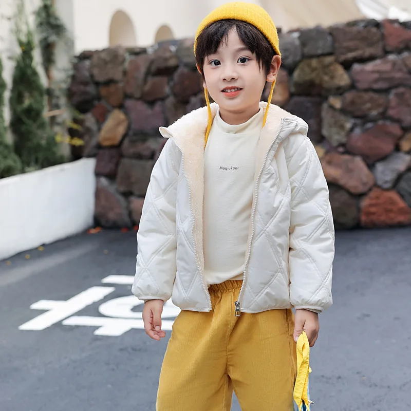 جاكيت سميك بغطاء رأس للفتيات ، طباعة شبكية ، تدفئة...