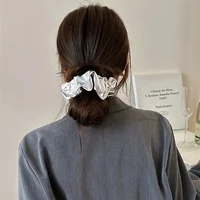 【Fashion Hair Band】1-Piece Creative Silver Pu Leather Hair Band | Women's Fashionable High And Low Ponytail Hair Band Headdress - Image 5
