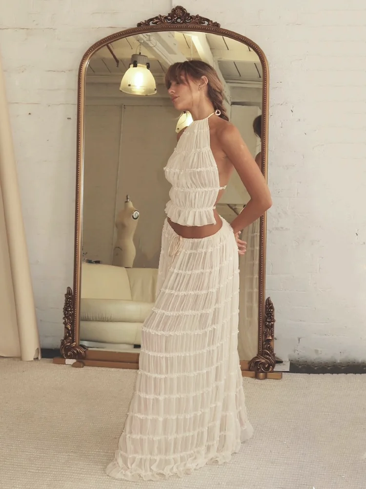 Женский винтажный комплект из юбки и топа