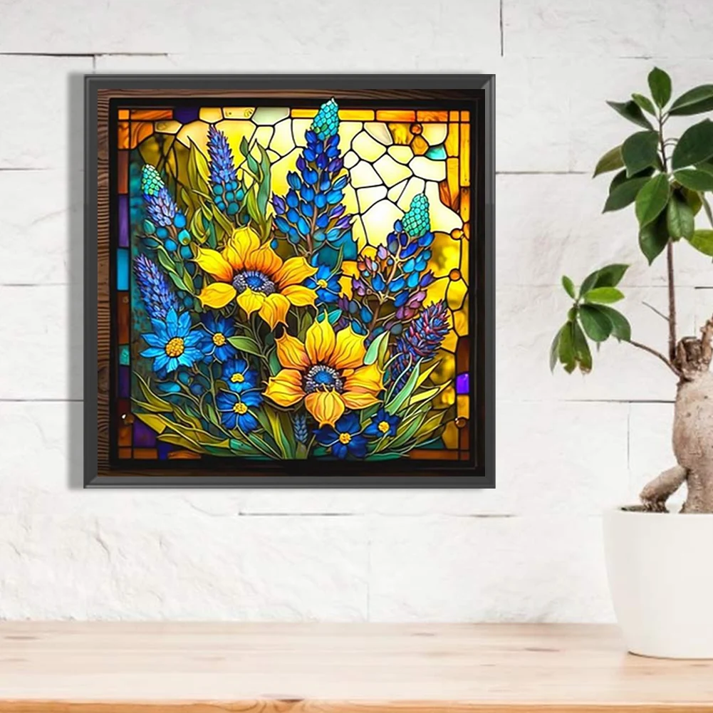 5D Diy Diamond Painting New Stained Glass Art Sunflower Mosaic Embroidery Full Rhinestone Set Home Decor Gifts 45x45cm