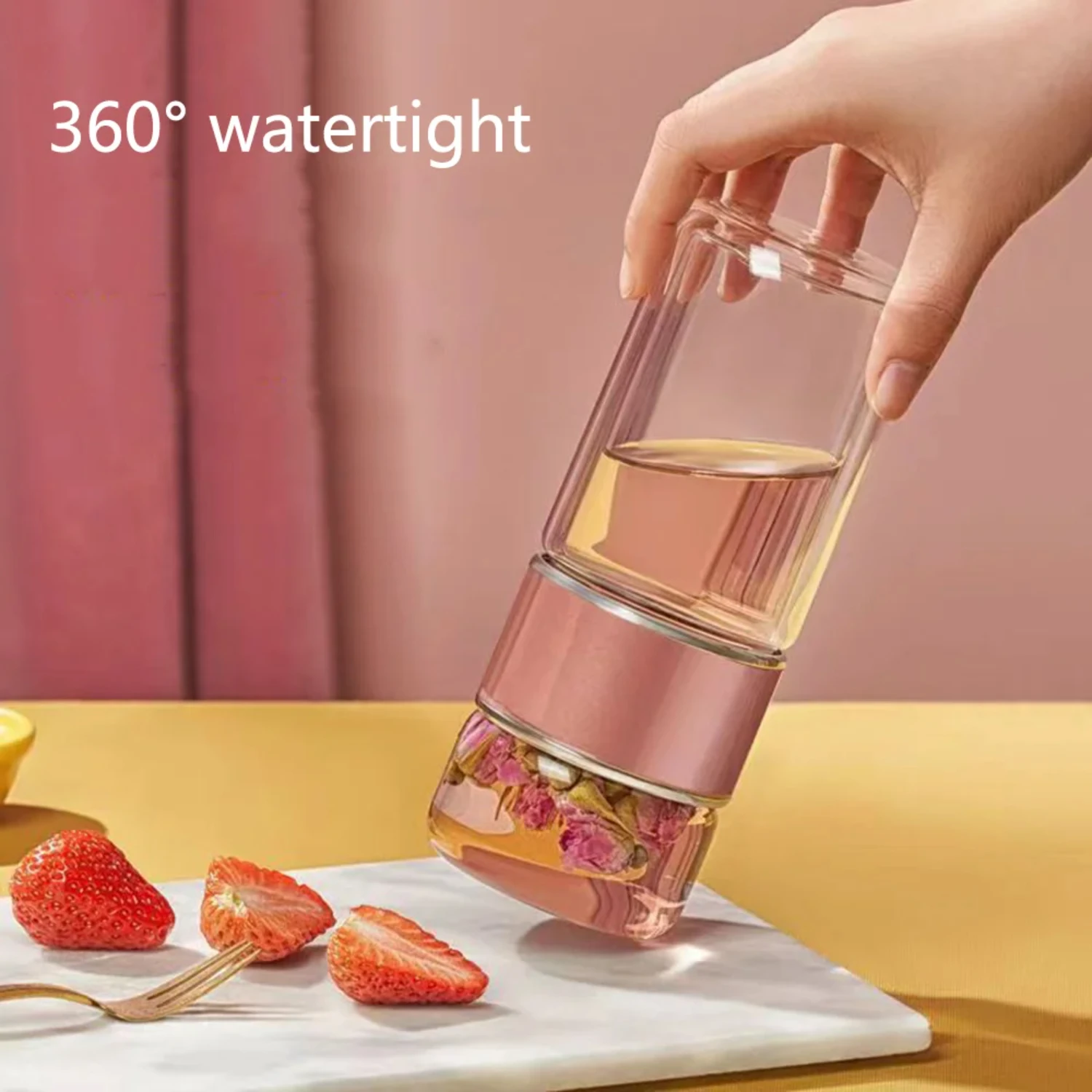 350ML/500ML Tea Water Separation Cup Double Wall Tea Infuser Bottle Heat Resistant Water Cup Filter Bottle Office Drinkware