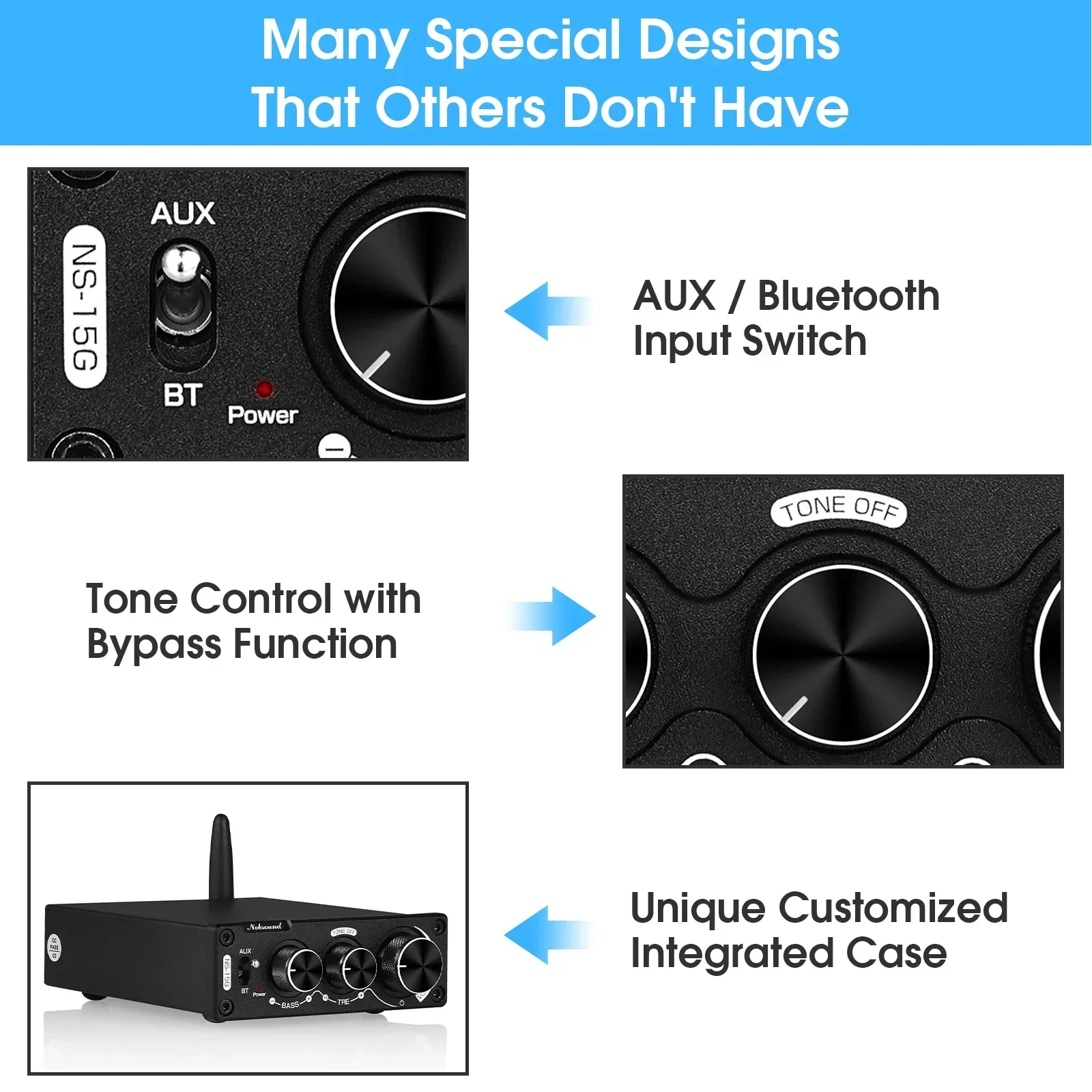 Douk Audio Mini TPA3116 Digital Audio Amplifier HiFi Bluetooth 5.0 Class D Stereo Power Amp 100W*2 For Speaker