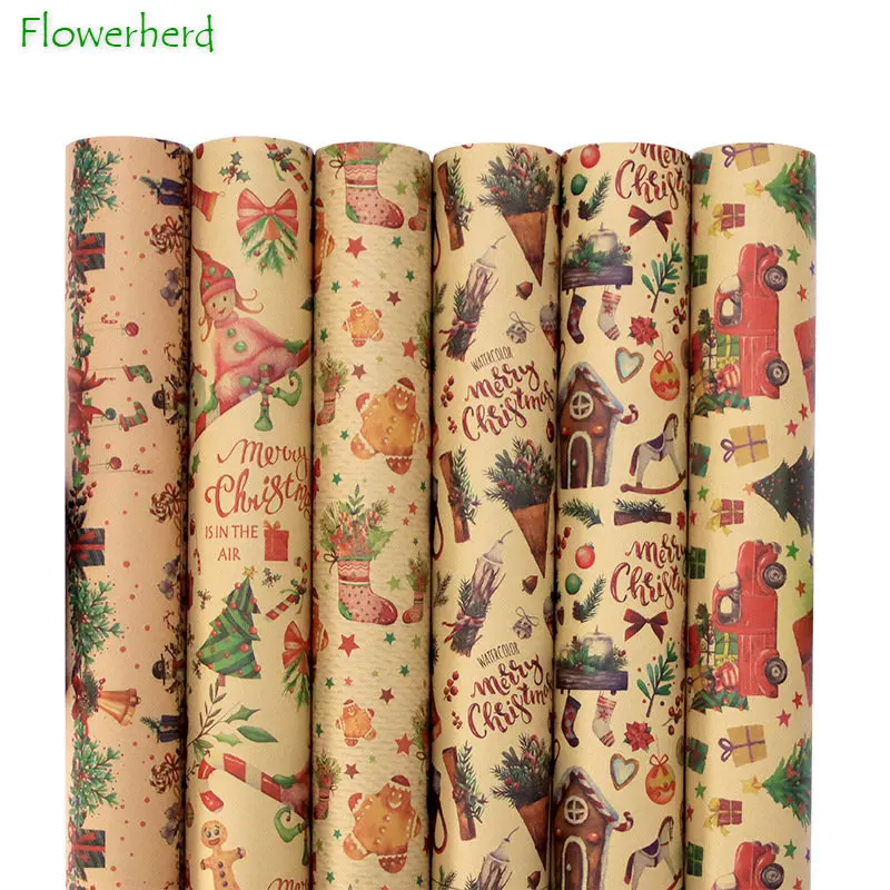 2023 Christmas Gift Wrapping Paper Thickened Christmas Kraft Paper Flower  Wrapping Paper Gift Box Wrapping Paper #50g - AliExpress