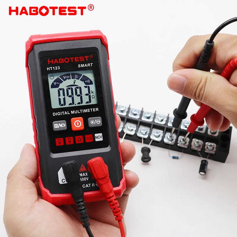 HT123 Mini Digital Multimeter AC DC Voltage 600V Auto-ranging Meter NCV Ohm Tester Professional Electrician Tool digital multimeter multimeter tester