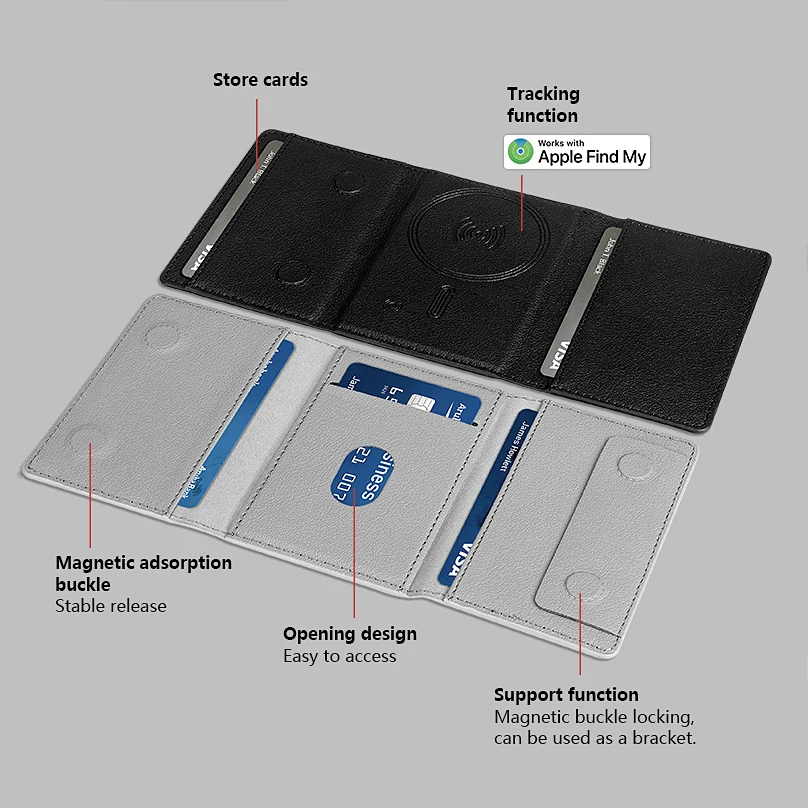 Leather Magnetic Wallet with Anti-Theft and Tracking Features