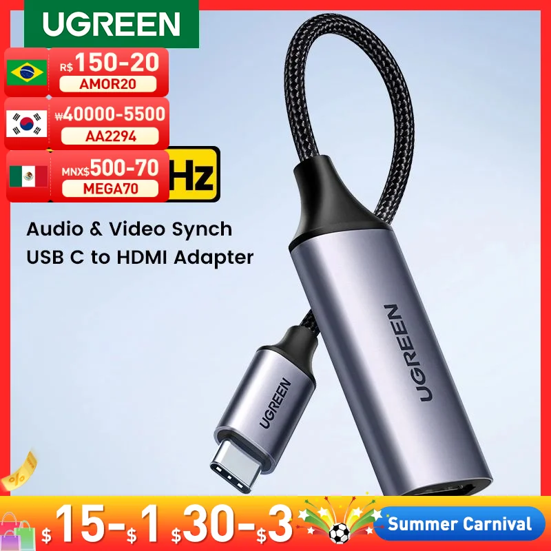 Uzelený USB typ C na HDMI kabel 4K USB C HDMI adaptér pro iPhone 15 PC Xiaomi macbook pro vzduch ipad pro Samsung galaxy HDMI kabel