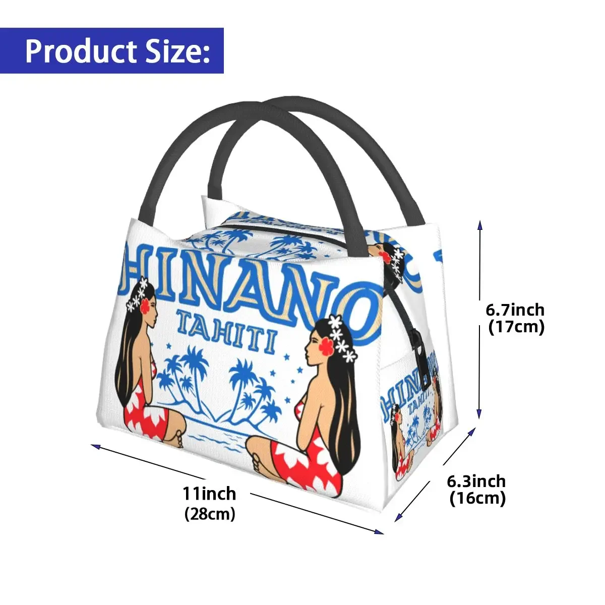 Hinano Tahiti Lunch Bag Waterproof Insulated Oxford Cooler Women Pattern Thermal Food Picnic Tote for Woman