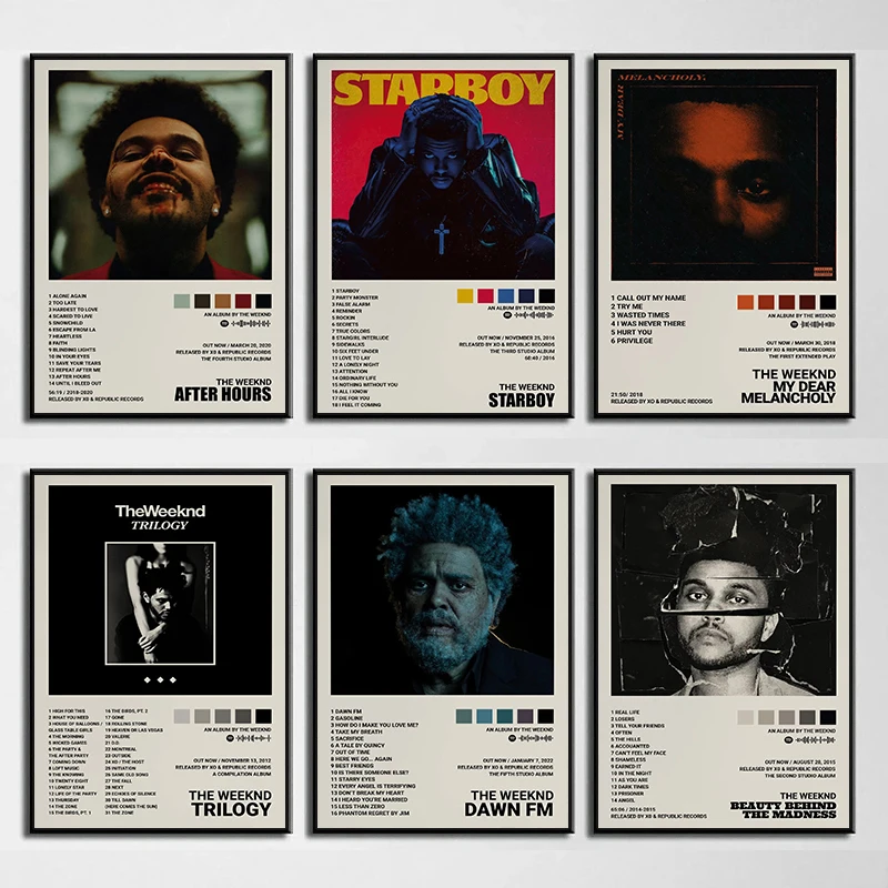 Music Album Star The Weeknd Hip Hop Posters Prints Canvas Painting Singer Wall Art Picture for Living Room Home Decoration Gift