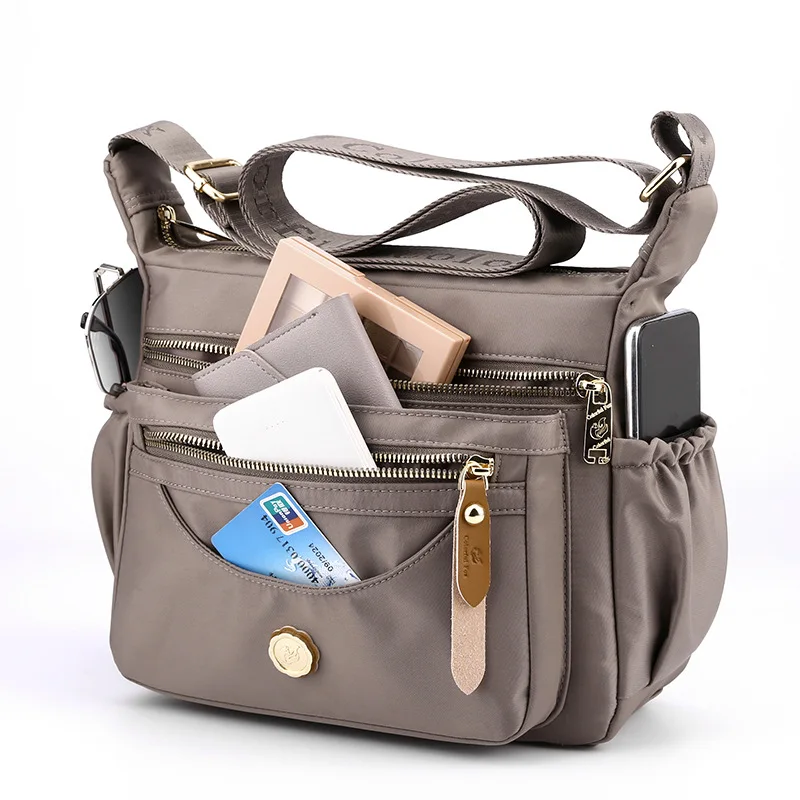 Multi-layer Shoulder Bag Large Capacity Waterproof Nylon Crossbody Bag Women's Casual Backpack