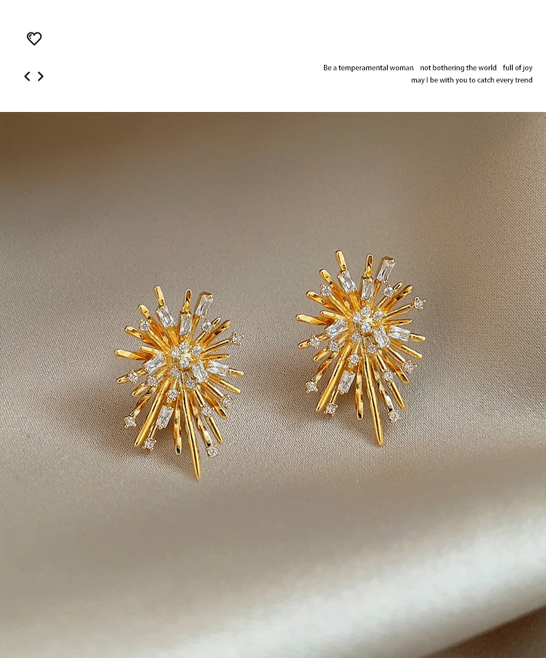 2026 Unregelmäßiges Design Blumenexplosion-förmige Ohrringe Kupferlegierung Mikro-eingelegte Zirkonia-Accessoires Ungewöhnlicher Schmuck für Frauen – Detail 6