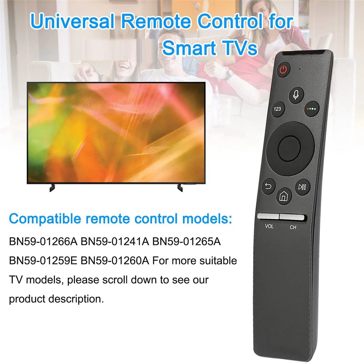 

Replace BN59-01266A BN59-01265A Voice Remote for Samsung RMCSPM1AP1 4K UHD TV UN49MU6300F UN65MU7600FXZA UN65MU800DFXZA
