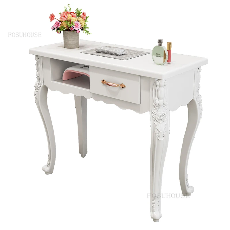European Style Bedroom Nail Tables Fashion Simple Salon Furniture Manicure Table Luxury Home Commercial Nail Table with Drawer