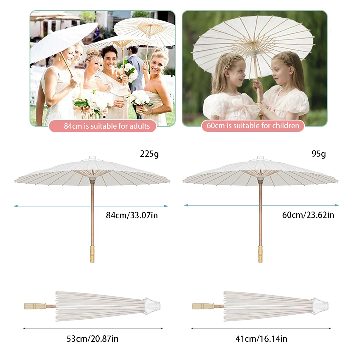 1pcs White Wedding Paper Umbrella Wooden Handle Party Oil Paper Umbrella Wedding Souvenir Party DIY Photography Props