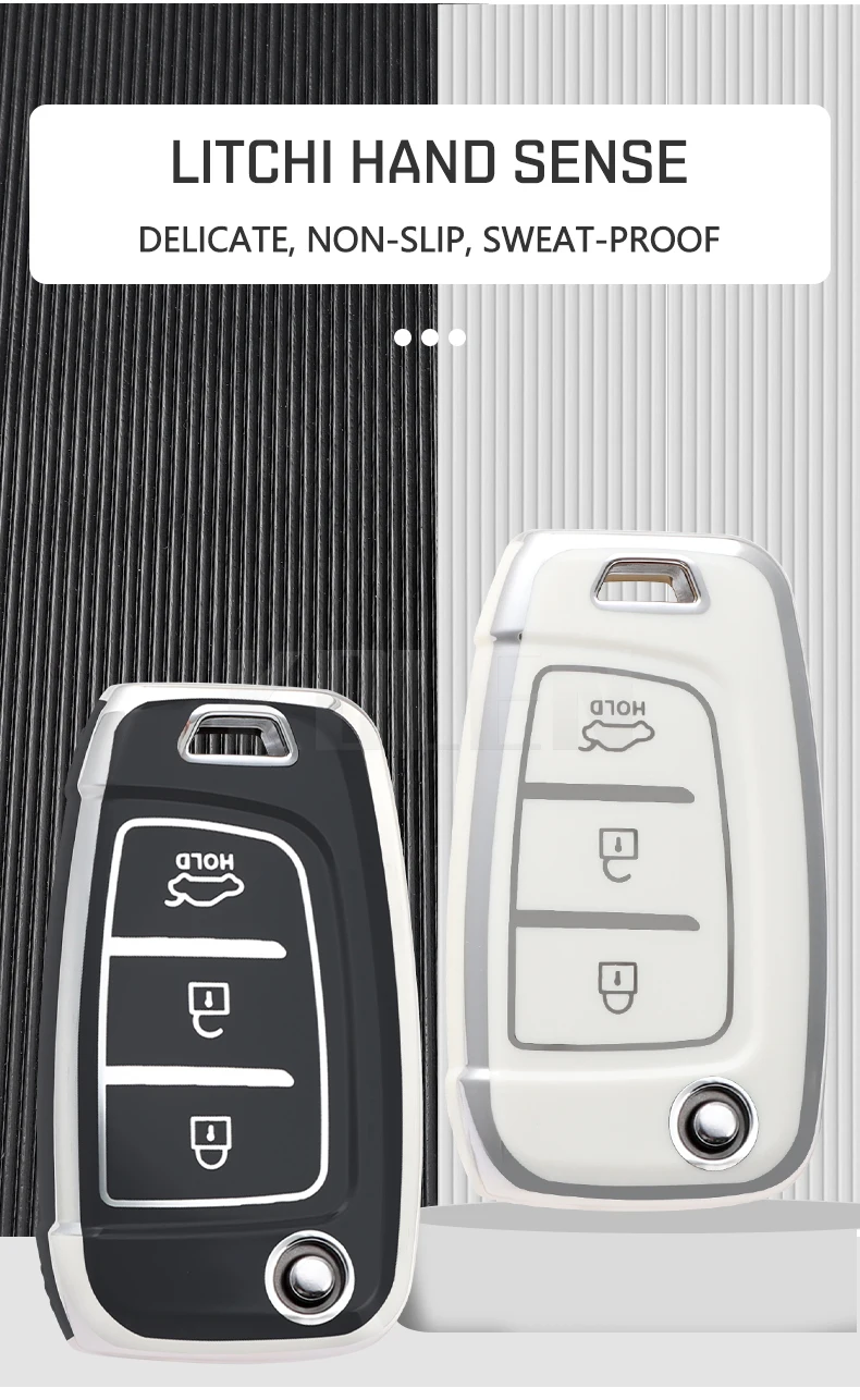 Nuovo TPU Car Flip Key Case Cover Shell per Hyundai Elantra Solaris I30 I35 I40 IX35 Sonata Santa Fe Tucson Verna Celesta Accent - Sec3db22bbc3d43ada4887462e6a521bca