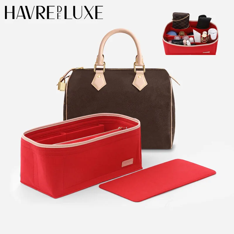 LEXSION Inserto Organizer Per Borsa In Feltro Con Cerniera, Borsa Tote Shaper Fit Speedy Neverful PM MM, 1-beige, Sottile Grande - Foto 2