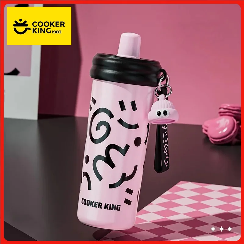 COOKER KinG Thermal Straw Cup Stainless Steel Thermos Water Bottles Tumbler Keep Cold and Hot Travel Mug Home Office Drinkware