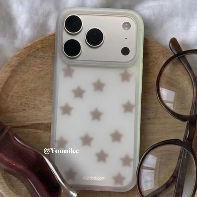 Korean Ins Coffee Color Stars Frosted Shockproof Silicone Phone Case