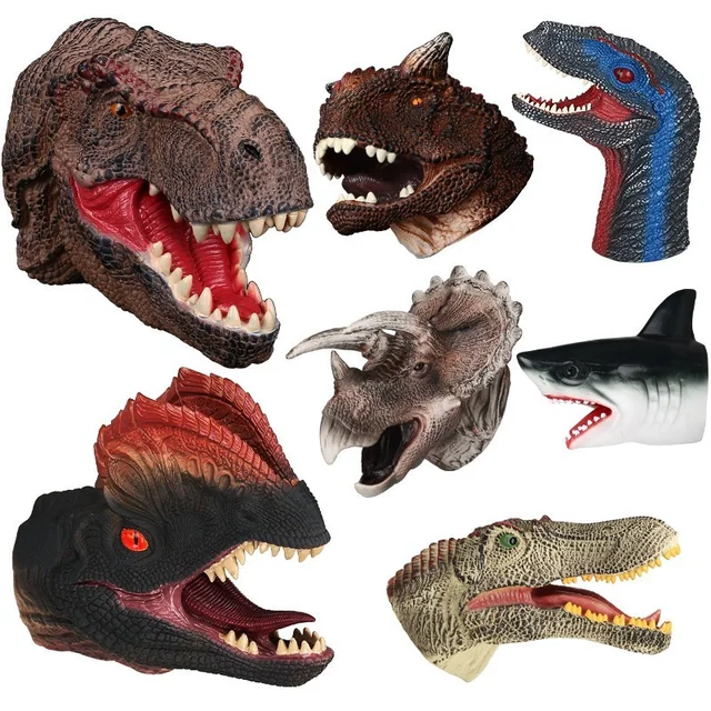 Soft Vinyl Rubber Animal Head Hand Puppet Figure Toys Gloves For Children Model Gift Dinosaur Hand Puppet Toys For Children 1
