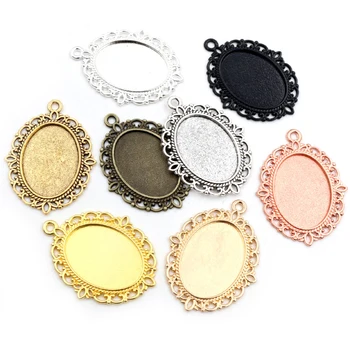 10pcs Vintage Cameo Cabochon Pendant Settings – 18x25mm, 9 Colors 1