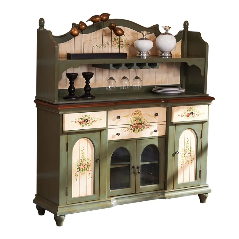 

Painted Vintage Sideboard Chest of Furniture Pastoral Tea Cabinet Wine Cabinet