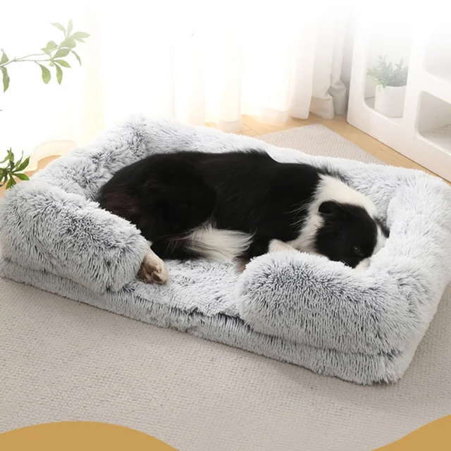Square Dog Bed Plush Pet Bed Winter Thickened Pad House for Dogs Bed Cat Sofa for Flyffy Dogs Sleeping Bed Sofa Removable Mat 2