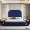 Bed Frame with Storage Drawers - High Headboard Upholstered Bed Frame in Plush Velvet with Gold Accents Beds Frames 2
