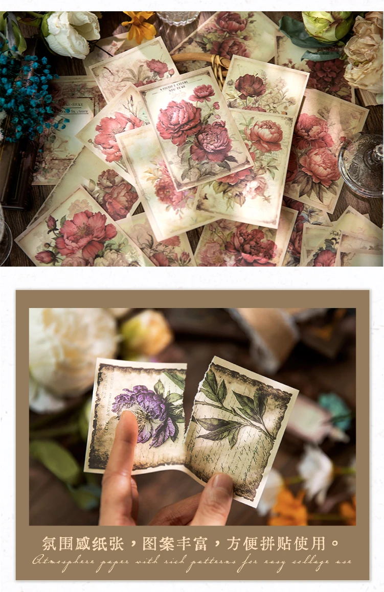 32 teile/paket Pflanzen Blumen Material papier Vintage Collage Junk Journal DIY Sammelalbum Ästhetik Schreibwaren Handwerk Papier – Detail 5