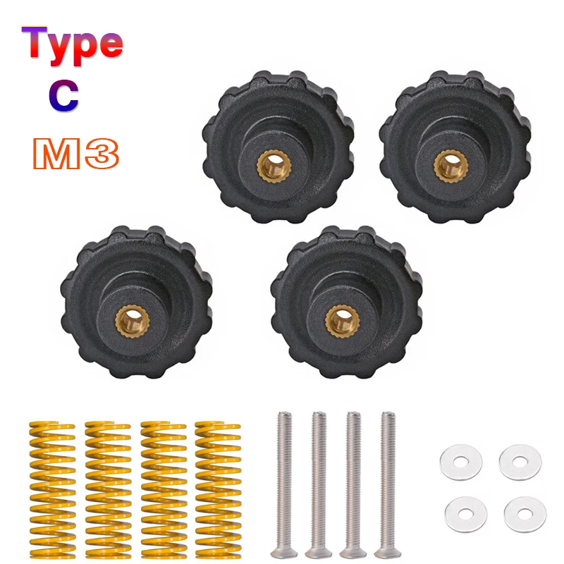 4-Piece 3D Printer Heat Bed Leveling Accessories Set