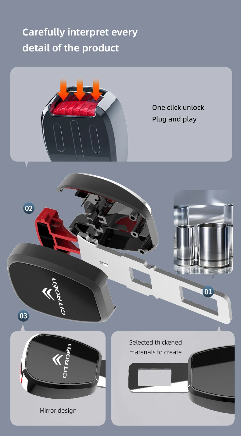 High-end-Sicherheit Sitz Lock Schnalle Sicherheitsgurt Extender Stecker Konverter Für Citroen C8 DS3 C6 C3 Vts C4 Saxo C4L C5 C2 C1 Xsara C3-XR – Detail 9
