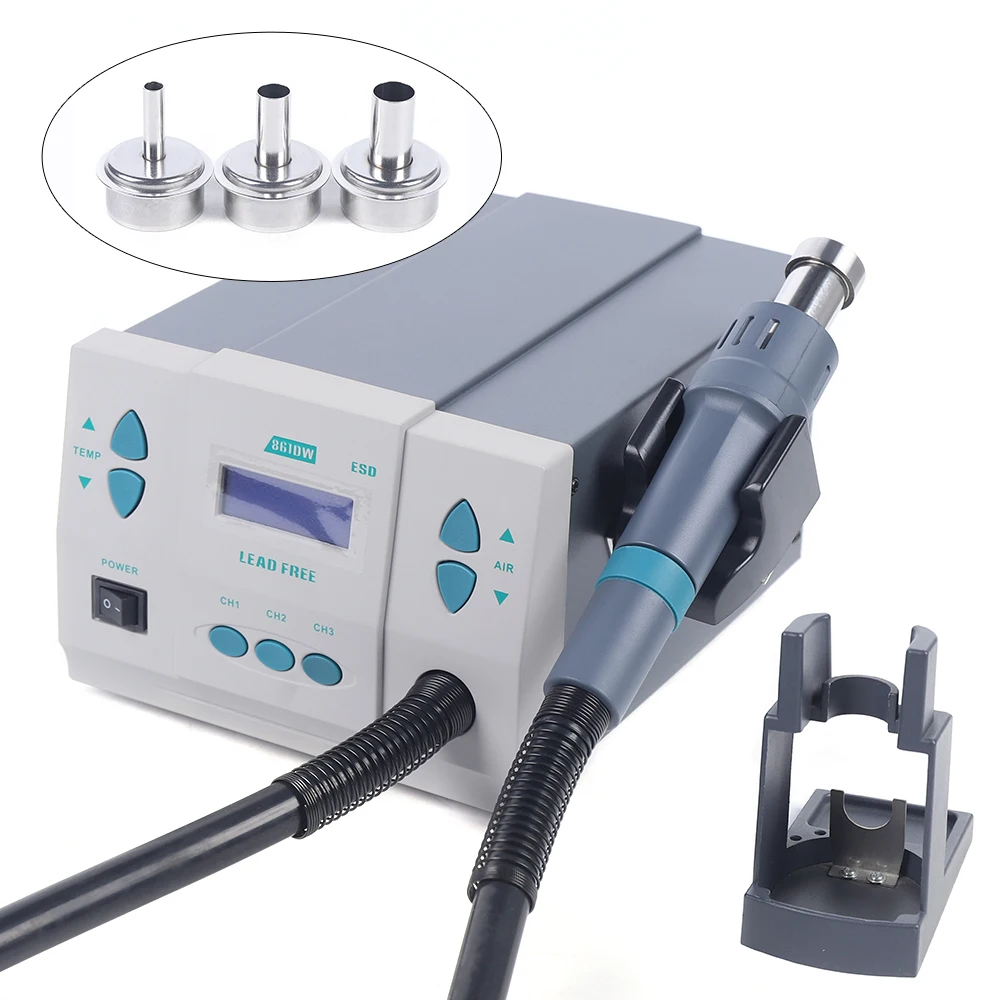 Soldering Station 1KW Lead-free Digital Display Hot Air Gun 110V Temperature 100℃~500℃ 5