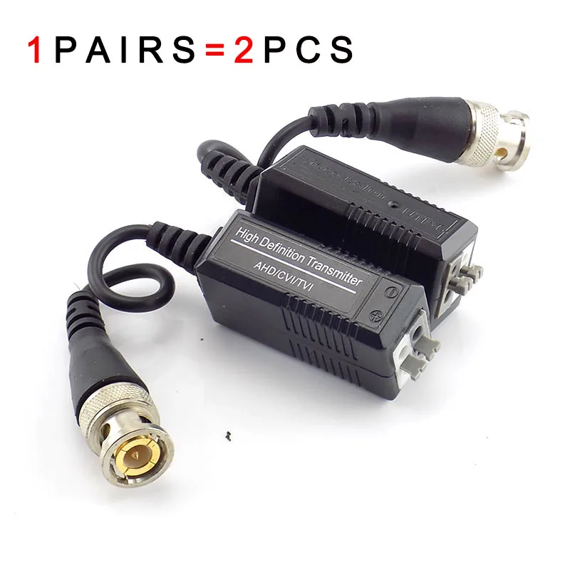 

1pair BNC UTP Cat5/5e/6 Video Balun Transceiver Adapter Transmitter for HD 720P 1080P AHD CVI TVI CCTV Camera