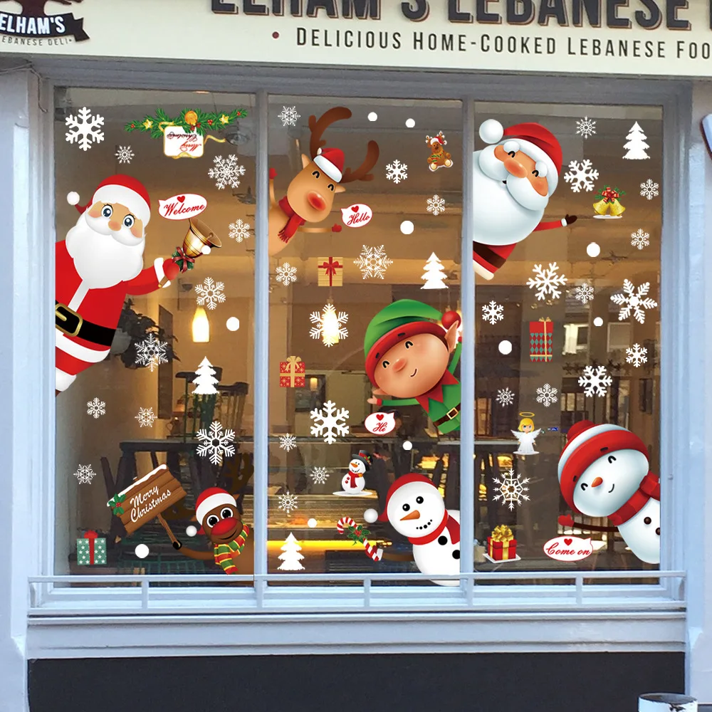 Christmas Window Clings Snowflakes Window Decals Static Stickers For Christmas Decorations Ornaments
