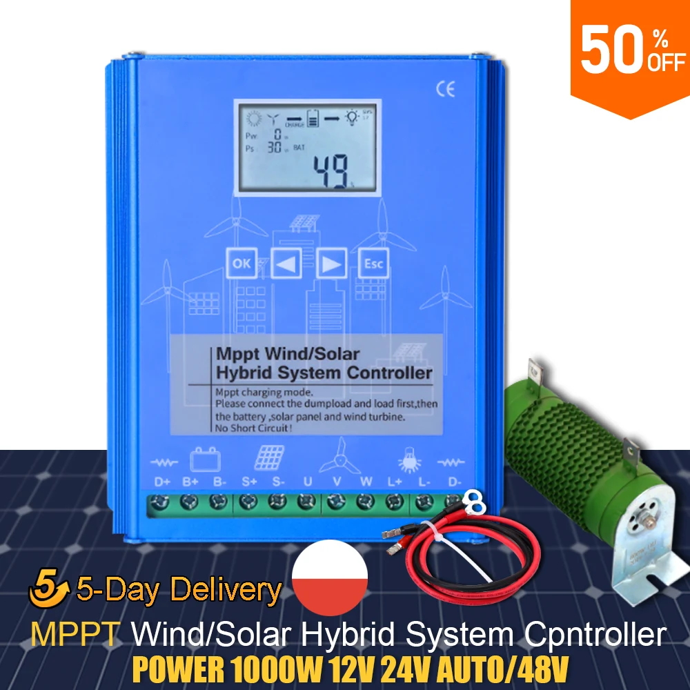 

2000W MPPT Hybrid Solar Wind Charge Controller 12V 24V 48V PV Wind Turbine WIFI Regulator For Lifepo4 Lithium Lead Acid Battery