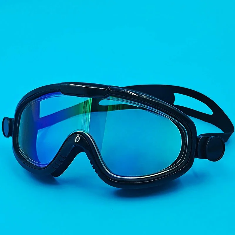 Hot selling children's large frame swimming goggles for foreign trade, waterproof, anti fog, flat light, and colorful goggles 5